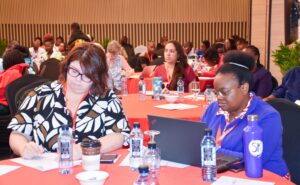 Ann of USAID and Sylvia Kananu of Youth Excel at the Icon Data summit II on youth work readiness in kisumu